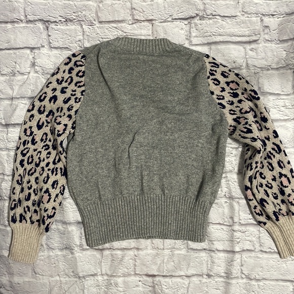 Gray Leopard Sleeve Madewell Tensley Sweater, size L - Picture 4 of 5